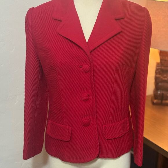 Incredible Vintage Lilli Anne Knit London 3 Piece Skirt Suit Red 60s Mod MCM - Picture 11 of 13